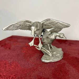 Rawcliffe P. Davis pewter Geese Duck Sculpture vintage signed 1978